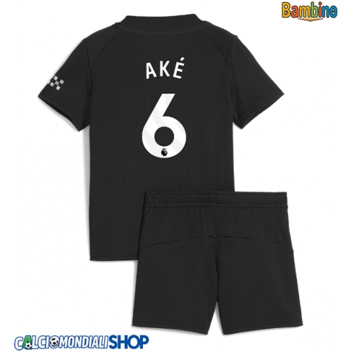 Maglie da calcio Manchester City Nathan Ake #6 Seconda Maglia Bambino 2025-26 Manica Corta + Pantaloni corti)